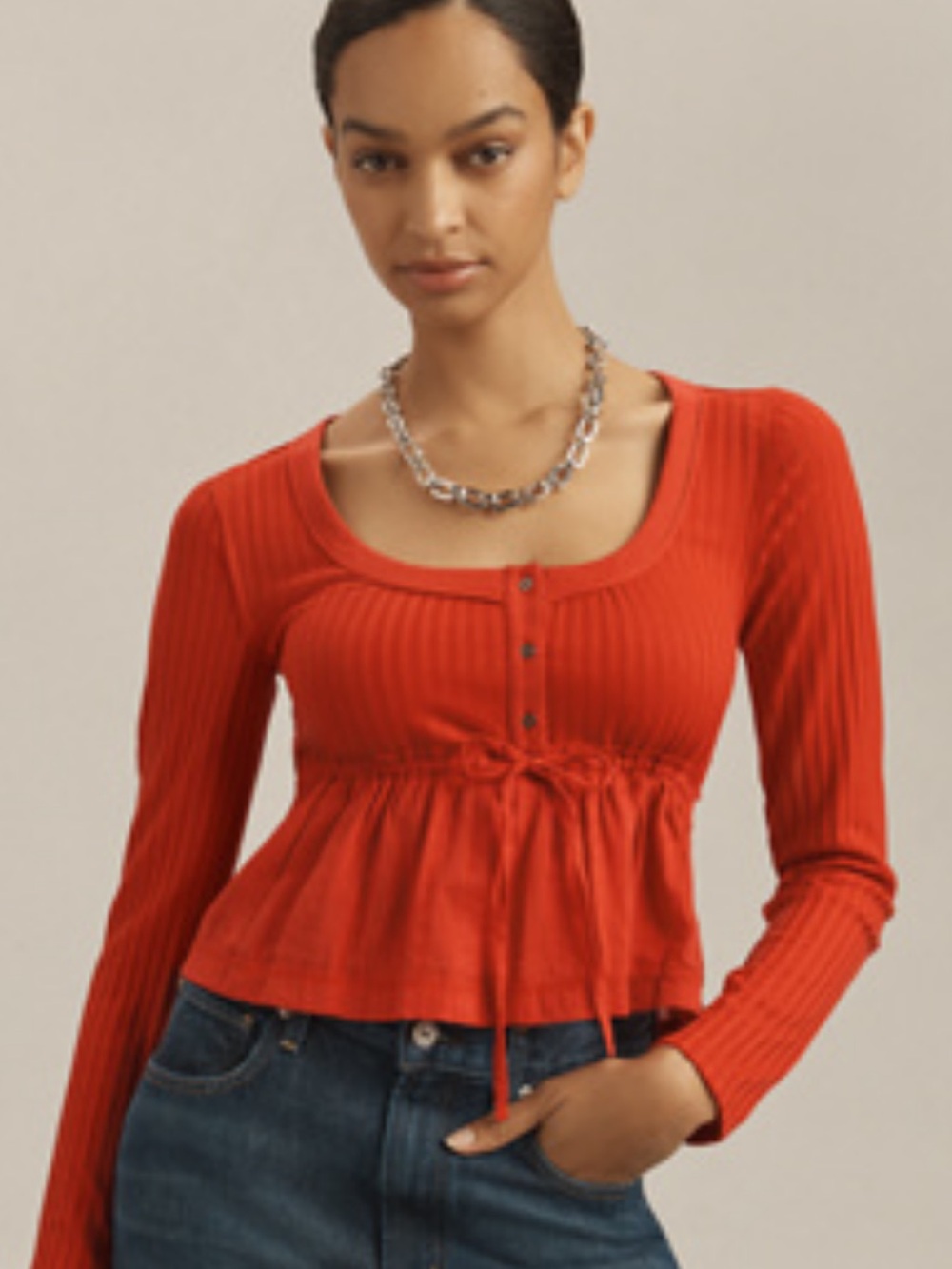Anthropologie Pilcro Red Ribbed Top